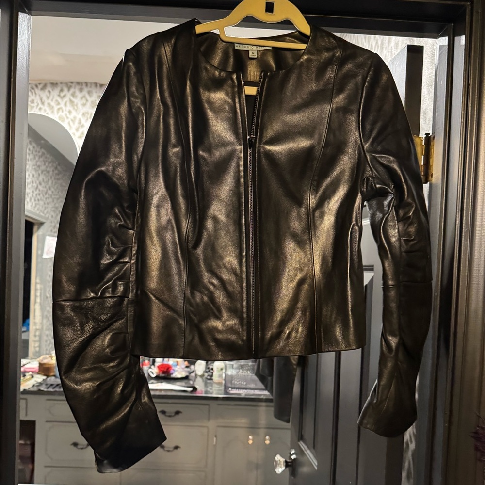 antonio melanie black leather jacket